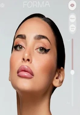 The FORMA app previewing a treatment on a face
